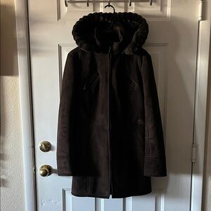 Elegant Dark Brown Hooded Teddy Jacket size Medium